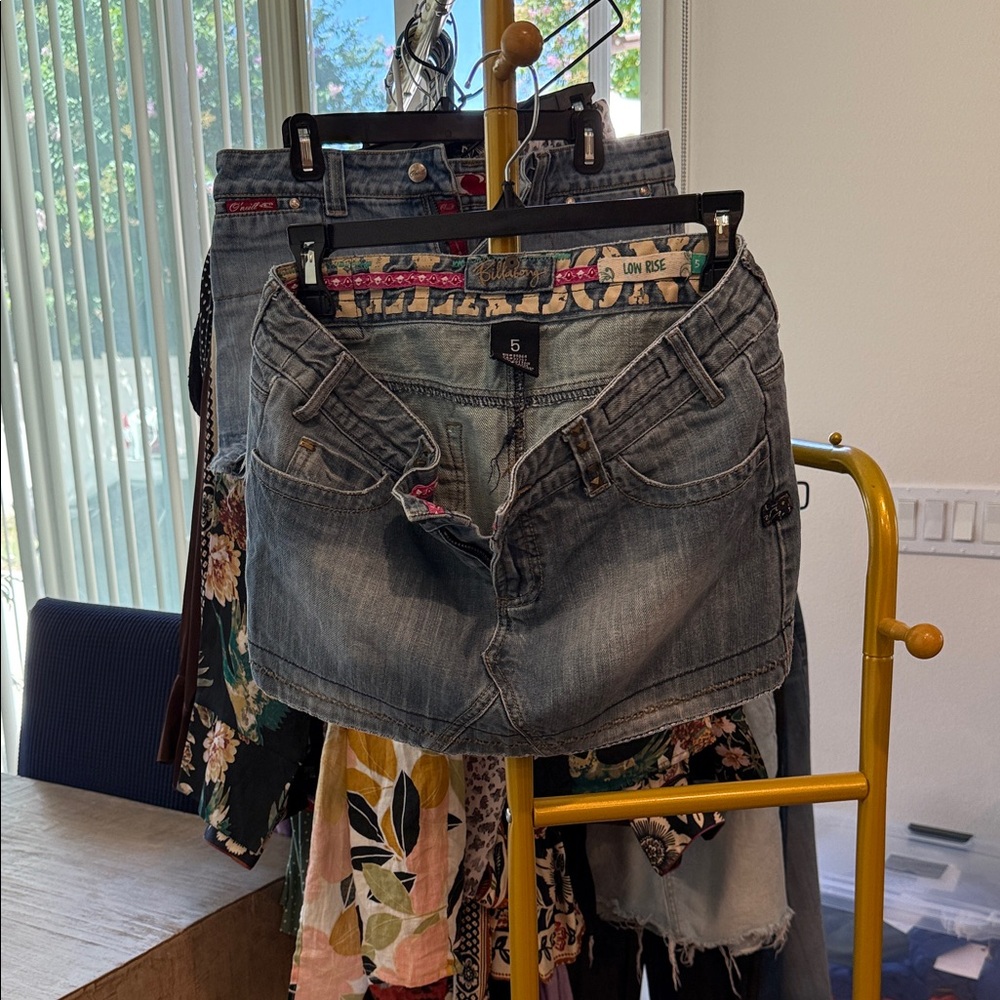 Billabong Blue Denim Skirt with Pink Accents